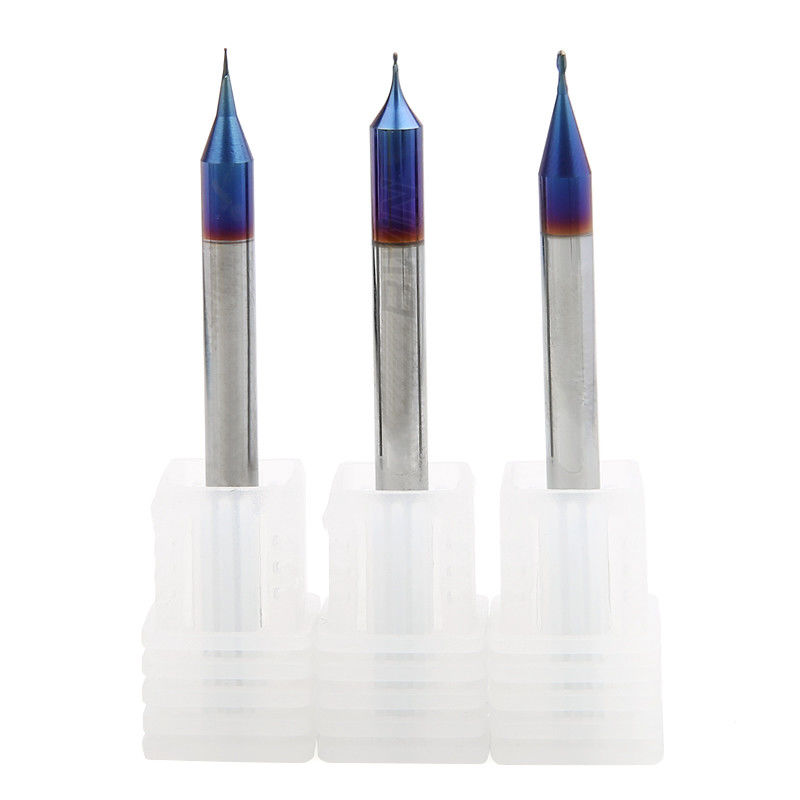 HRC65 2 ขลุ่ย Ball Nose Micro Machining End Mill ดอกกัดคาร์ไบด์เส้นผ่านศูนย์กลางไมโคร